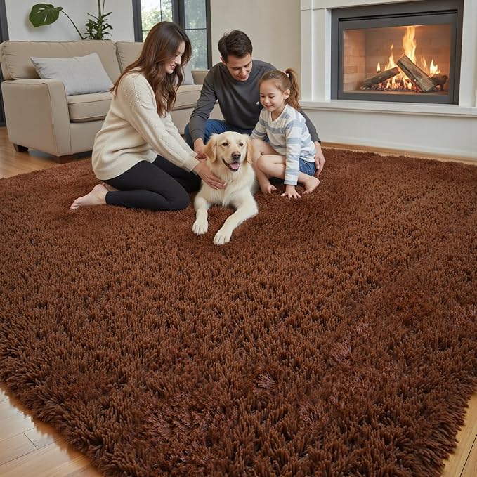 Area Rugs 9x12 Living Room, Shaggy Carpet Soft Plush Furry Bedside Rug Large - Image 2