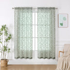 OWENIE Furman Sage Green Semi Sheer Curtains 72 inches Long - Image 2