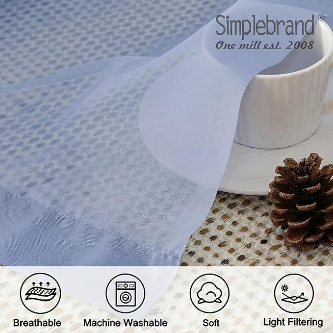 Simplebrand Denim Sheer Curtains 63 Inch Length 2 Panels, Rod Pocket Solid - Image 5