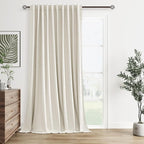 Guken Cream 100% Blackout Linen Curtains 60 Inch Wide by 96 Inch by Guken