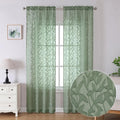 Lecloud Leia 2 Panels Sheer Sage Green Curtains 96 Inches Long, Patio by Lecloud