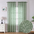 Lecloud Leia 2 Panels Sheer Sage Green Curtains 96 Inches Long, Patio by Lecloud
