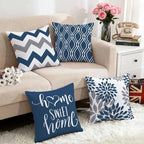 Hexagram Geometric Blue Pillow Covers 18x18 Set of 4, Decorative Outdoor Boho - Image 5