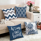 Hexagram Geometric Blue Pillow Covers 16x16 Set of 4, Decorative Outdoor Boho - Image 5