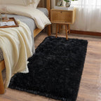 Soft Runner Rugs for Bedroom Hallways, 2x4 Black Fluffy Shag Throw Area Rug Non by Ailyei
