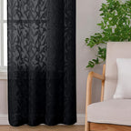 Lecloud Leia Black Valances Sheer Cafe Curtains 24 Inch Length 2 Pieces - Image 8
