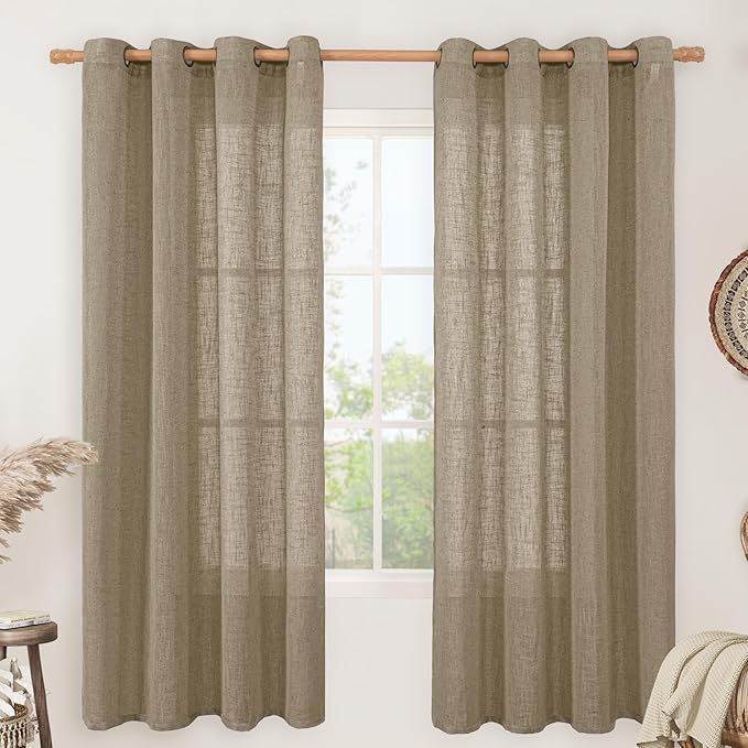 LAMIT Taupe Linen Curtains 72 Inch Length by LAMIT