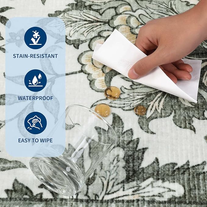 GarveeHome Provence Fog 2.5 x 8 Washable Kitchen Runner Rugs Non Slip Vintage - Image 7