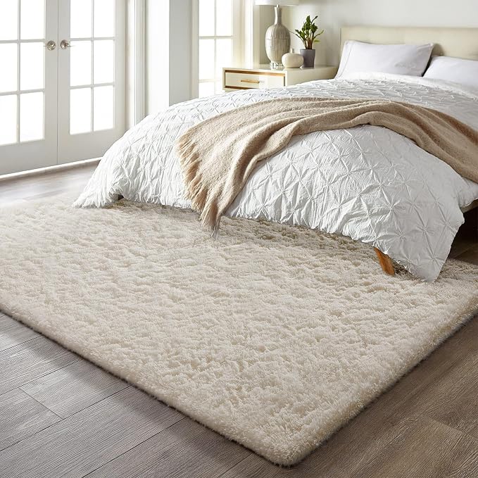 Ophanie 5x7 Area Rugs for Living Room Ivory, Fluffy Shag Large Fuzzy Plush Soft - Image 3