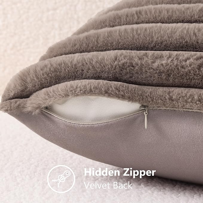 decorUhome Cozy Faux Fur Throw Pillow Covers 22x22 Set of 2 Decorative Soft - Image 8