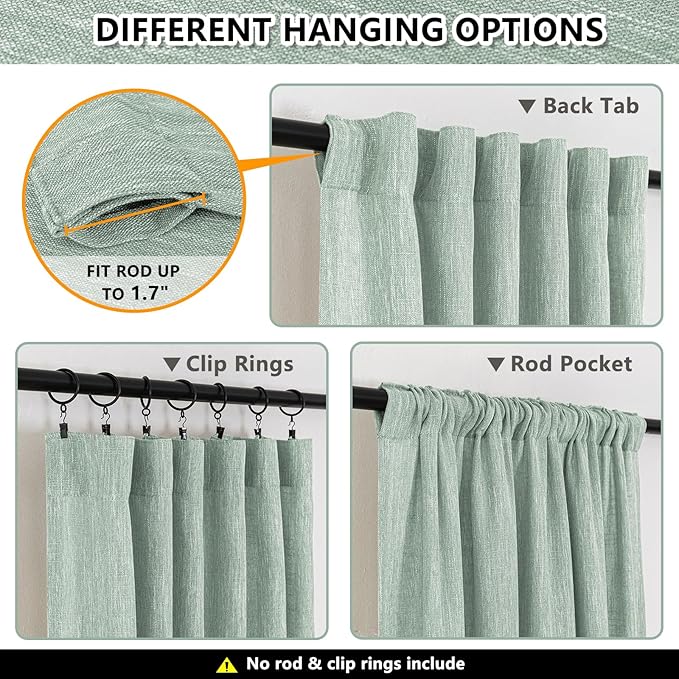 MYSKY HOME Semi Sheer Curtains for Bedroom, Kitchen Curtain Panels Cotton - Image 3