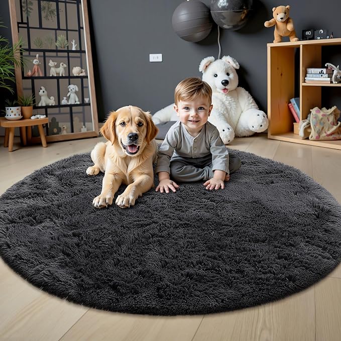 OLANLY Black Round Rugs for Bedroom - Image 2
