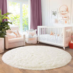 5'x5' Cream Round Rugs for Girls Bedroom, Ultra Soft Fluffy Circle Rug for Kids - Image 7