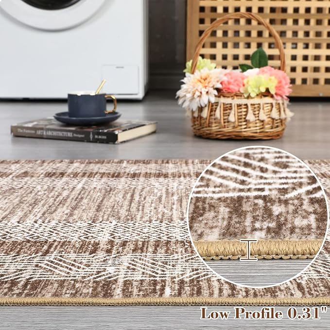 Washable 2.5x10 Kitchen Runner Rug, Easy Clean Geometri Rugs - Image 5