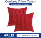 MIULEE Pack of 2 Red Corduroy Decorative Pillow Covers 18x18 Inch Soft Boho - Image 6