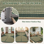 Lahome Enfys Modern Rainbow Easy Jute Indoor Outdoor Rugs, 5x7 Dark Green Rug - Image 3