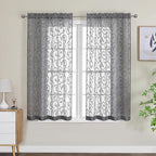 OWENIE Furman Sheer White Curtains 45 Inch Length 2 Panels Set by OWENIE