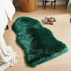 AMTOVO Faux Fur Rug, Dark Green Area Rug, Fluffy Sheepskin Rug, Fuzzy Ultra - Image 4