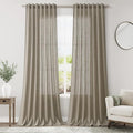 Extra Long Curtain 108 Inches Long 2 Panels Set Back Tab Mocha Linen Drapes by Nanspring