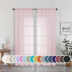 OWENIE Sheer Curtain 72 Inches Long 2 Panels Set, Elegant Airy Transparent Rod by OWENIE