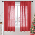 BGment Red Linen Curtains 63 Inches Long by BGment