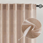 MIULEE Natural Beige Linen Curtains 45 Inch Length 2 Panels - Image 2