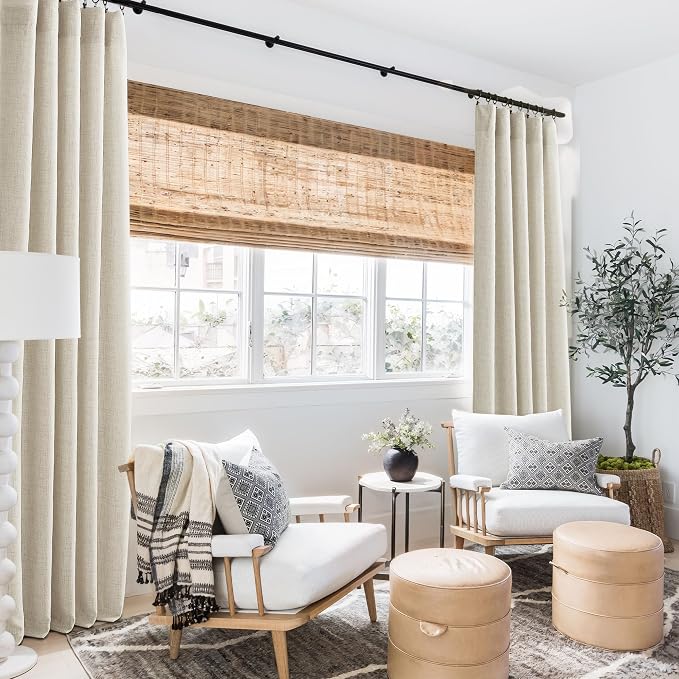 RYB HOME Living Room and Bedroom Curtains and Drapes Linen Sheer, Light - Image 6
