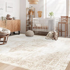 Area Rug 5x7 Washable Rug, Vintage Boho Medallion Rugs Non-Slip Soft Low Pile - Image 3
