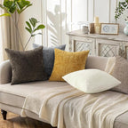 decorUhome Summer Cream White Chenille Throw Pillow Covers 16x16 Set of 2 - Image 6