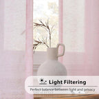 FMFUNCTEX Linen Sheer Curtains for Bedroom, Blush Pink Farmhouse French Flax - Image 2