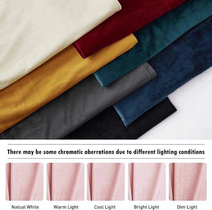 RYB HOME Pink Velvet Curtains 90 inches, Back Tab Soft Fabric Room Darkening - Image 7