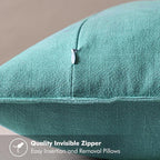 MIULEE Decorative Linen Pillow Covers 20x20 Inch Turquoise ​Boho Farmhouse​ - Image 3