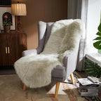 AMTOVO Faux Sheepskin Rug, Light Grey Ultra Soft Fluffy Shag Area Rug, 2 x 6 ft - Image 5