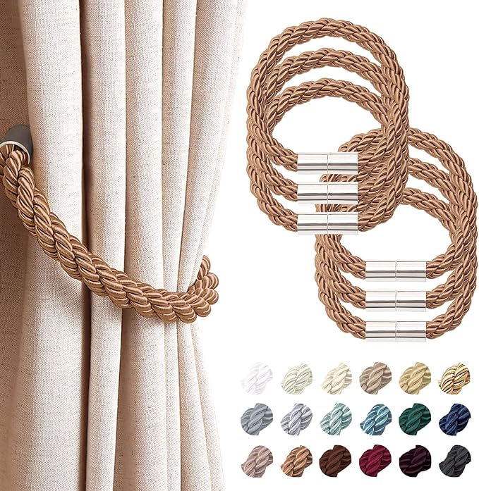 NICEEC 6 Pack Strong Magnetic Curtain Tiebacks Modern Simple Style Drape Tie by NICEEC