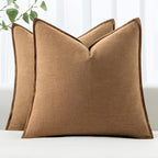 MIULEE Decorative Linen Euro Sham Pillow Covers 26x26 Brown Boho Farmhouse by MIULEE