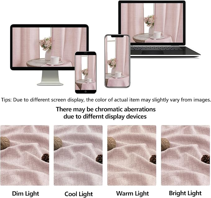 OWENIE Blush Pink Valances for Windows 1 Pcs 22 Inch Length, Light Filtering - Image 9