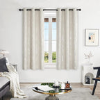 Deconovo Short Kitchen Curtains, Room Darkening Curtain Beige, Thermal - Image 2