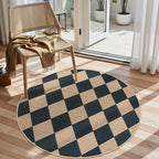 Lahome Colette Checkered Round Entryway Rug 4ft, Circle Indoor Outdoor Patio by Lahome