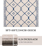 YIHOUSE Boho Rugs for Living Room, 8x10 Western Beige and Blue Area Rug - Image 4