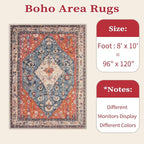 SERISSA Boho Tribal 8x10 Area Rugs, Washable Vintage Large Living Room Rug - Image 7