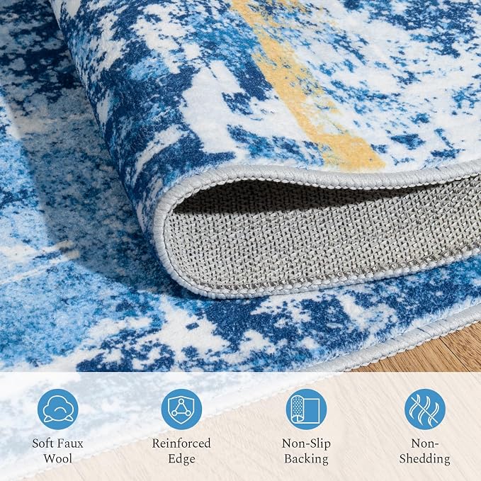 Rugflix 8x10 Area Rugs for Living Room, Washable Large Rug Stain-Resistant Low - Image 7