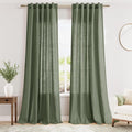 Olive Green Linen Curtains 102 Inches Long by Nanspring