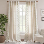 jinchan Belrose Linen Curtains for Bedroom Floral Curtains 108 Inch Length - Image 2