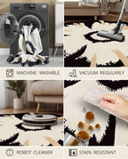 Latte&Fog Round Area Rug for Living Room, Modern Floral Washable Circle Rug - Image 6