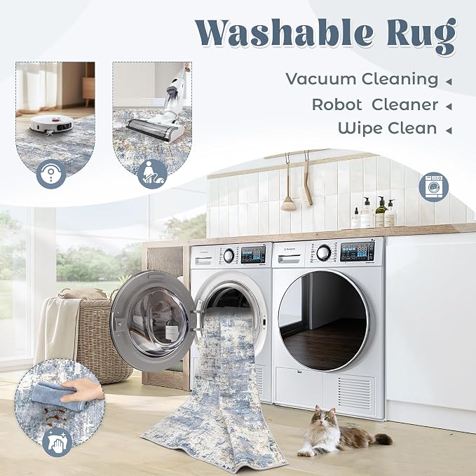 XLUEZ 9x12 Area Rug for Living Room, Washable Modern Abstract Large Area Rug - Image 2