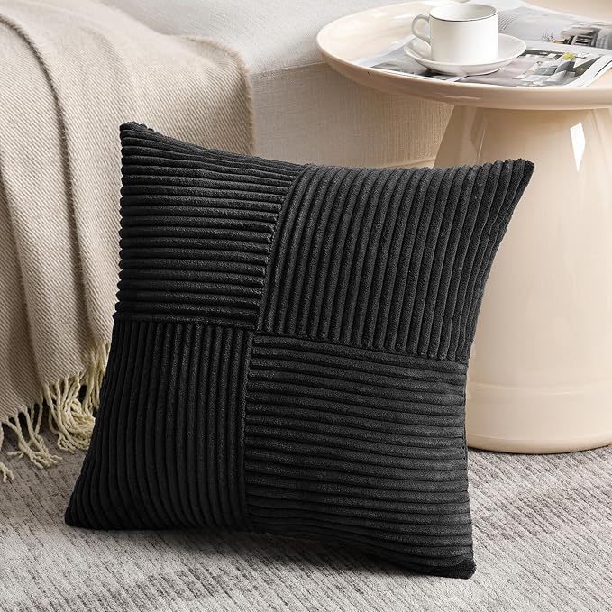 Fancy Homi 2 Packs Black Decorative Throw Pillow Covers 18x18 Inch - Image 2