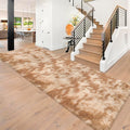 Super Soft Fluffy Living Room Area Rugs 3x10 ft Tie-Dyed Beige Shaggy Furry by JiaoBaba