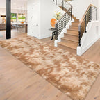Super Soft Fluffy Living Room Area Rugs 3x10 ft Tie-Dyed Beige Shaggy Furry by JiaoBaba
