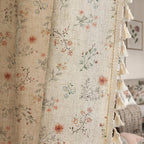 Boho Floral Spring Semi Sheer Curtains 84 Inch Length 2 Panels Set, Linen by Unknown