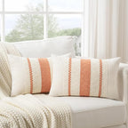 Fancy Homi Set of 1 Boho Coral Lumbar Decorative Throw Pillow Cover 12x20 Inch - Image 2